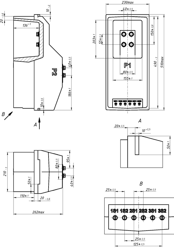 Малюнок 1 — Габаритний креслення трансформатора струму ТПЛКУ-10